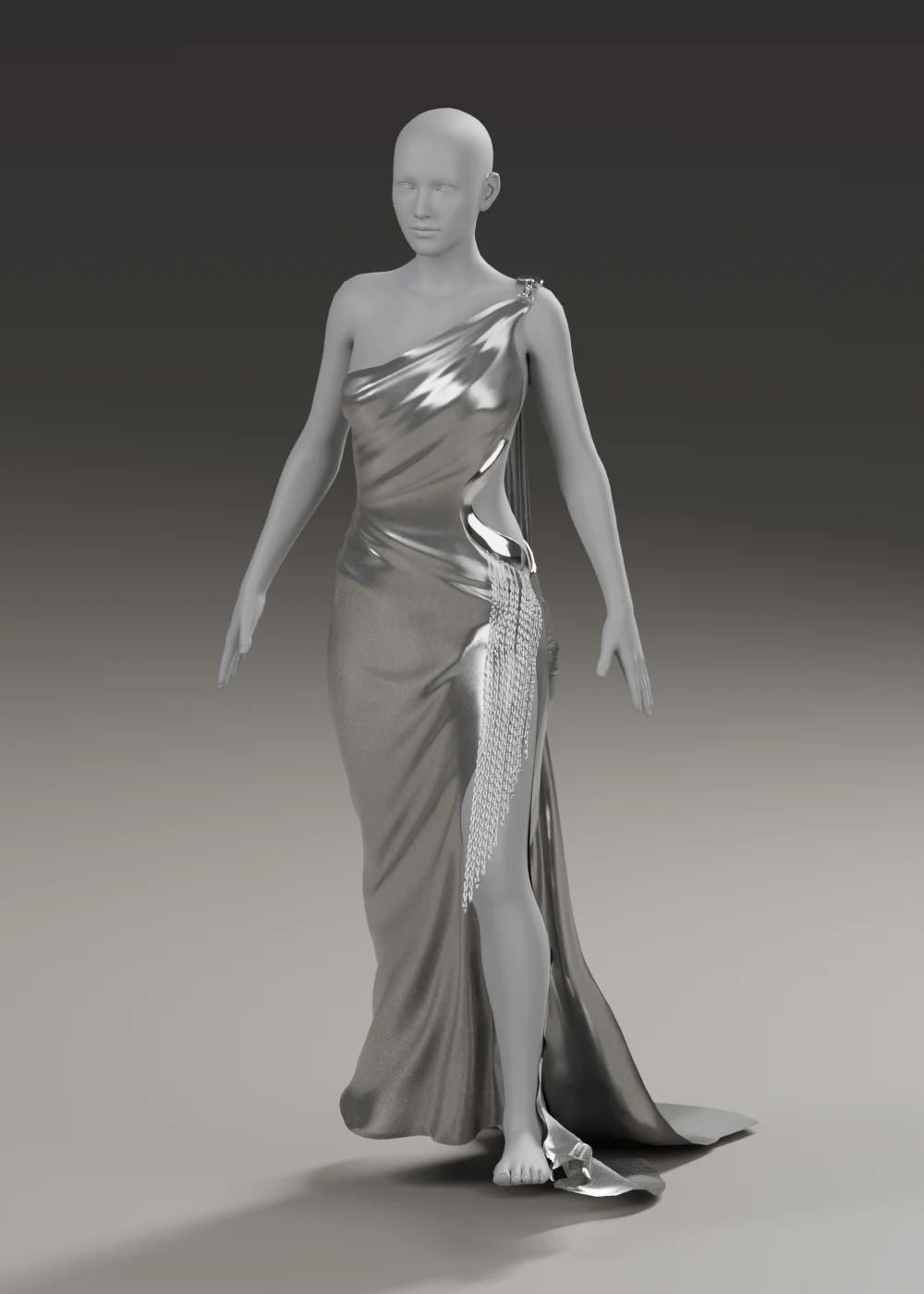 Metal dress on a mannequin